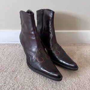 Franco Sarto | Low Down Ankle Leather Cowboy Boots - Size 10